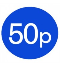 1000 Blue 50p Price Stickers - Single Roll