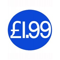 1000 Blue £1.99 Price Stickers - Single Roll