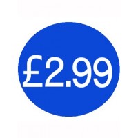 1000 Blue £2.99 Price Stickers - Single Roll
