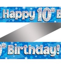 10th Birthday Blue Holographic Banner