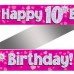 10th Birthday Pink Holographic Banner