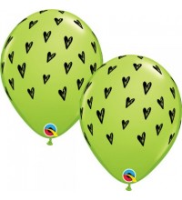 11 INCH LIME GREEN PRICKLY HEART SEEDS LATEX BALLOONS 25PK