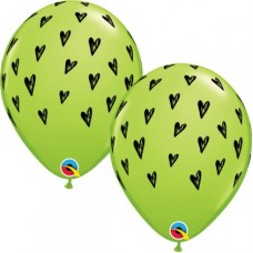 11 INCH LIME GREEN PRICKLY HEART SEEDS LATEX BALLOONS 25PK