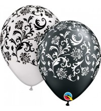 11Inch DAMASK PRINT ASSORTED LATEX BALLOONS 25PK