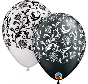 11Inch DAMASK PRINT ASSORTED LATEX BALLOONS 25PK