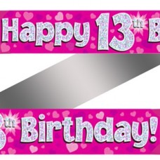 13th Birthday Pink Holographic Banner