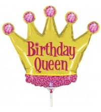 14IN BIRTHDAY QUEEN MINI SHAPE FOIL BALLOON(sold in 10s)