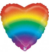 18 INCH GLITTER RAINBOW HEART FOIL BALLOONS