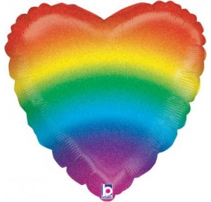18 INCH GLITTER RAINBOW HEART FOIL BALLOONS