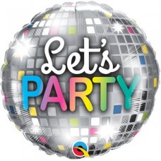 18 Inch LETS PARTY DISCO BALL FOIL BALLOONS