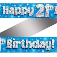 21st Birthday Blue Holographic Banner