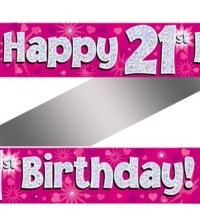 21st Birthday Pink Holographic Banner
