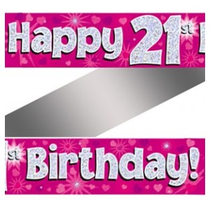 21st Birthday Pink Holographic Banner