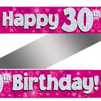 30th Birthday Pink Holographic Banner