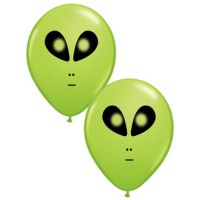 5 Inch SPACE ALIEN FACE LATEX BALLOONS 100PK