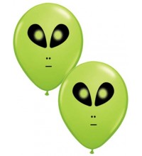 5 Inch SPACE ALIEN FACE LATEX BALLOONS 100PK