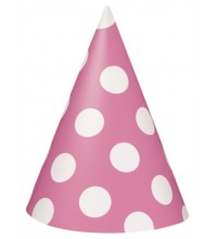8 Decorative Dots Hot Pink Party Hats