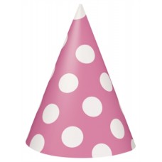 8 Decorative Dots Hot Pink Party Hats