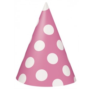 8 Decorative Dots Hot Pink Party Hats