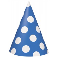 8 Decorative Dots Navy Blue Party Hats