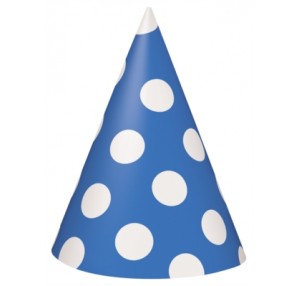 8 Decorative Dots Navy Blue Party Hats