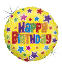 9IN BOLD STARS BIRTHDAY AIR FILL FOIL BALLOON(sold in 10s)