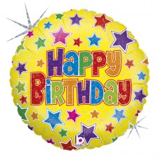 9IN BOLD STARS BIRTHDAY AIR FILL FOIL BALLOON(sold in 10s)