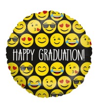 9IN EMOJI GRADUATION AIR FILL FOIL BALLOON(sold in 10s)