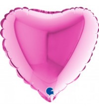9IN FUCHSIA HEART AIR FILL FOIL BALLOON(sold in 10s)