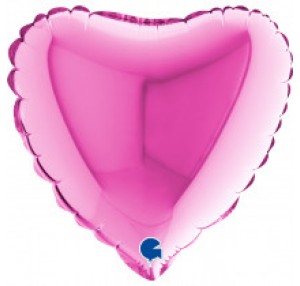 9IN FUCHSIA HEART AIR FILL FOIL BALLOON(sold in 10s)