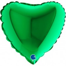 9IN GREEN HEART AIR FILL FOIL BALLOON(sold in 10s)