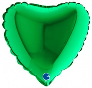 9IN GREEN HEART AIR FILL FOIL BALLOON(sold in 10s)
