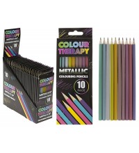 ADULT COLOUR THERAPY 10PC METTALIC PENCILS IN BOX
