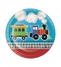 All Aboard Train 9 Inch Paper Plates 8pk