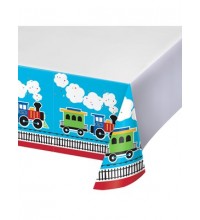 All Aboard Train Plastic Tablecover