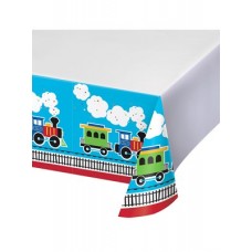 All Aboard Train Plastic Tablecover