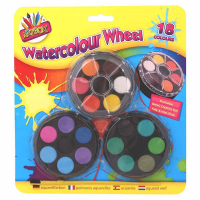 Artbox Pack of 18 Water Colour Wheel Paints Assorted Colours