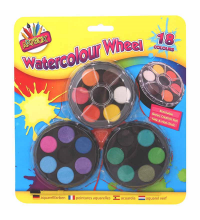 Artbox Pack of 18 Water Colour Wheel Paints Assorted Colours