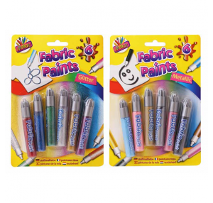 Artbox Pack of 6 Fabric Paints Assorted Colours