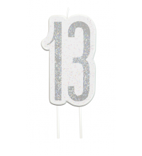 Black Glitz Silver 13th Birthday Candle