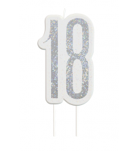Black Glitz Silver 18th Birthday Candle