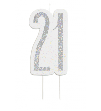 Black Glitz Silver 21st Birthday Candle