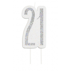 Black Glitz Silver 21st Birthday Candle