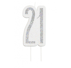 Black Glitz Silver 21st Birthday Candle