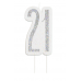 Black Glitz Silver 21st Birthday Candle Black Glitz Silver 21st Birthday Candle