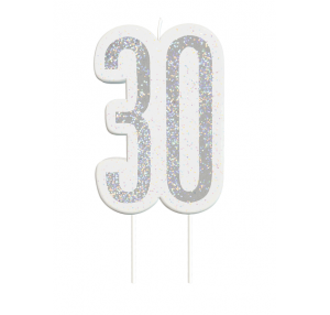 Black Glitz Silver 30th Birthday Candle