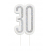 Black Glitz Silver 30th Birthday Candle