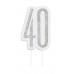 Black Glitz Silver 40th Birthday Candle