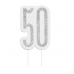 Black Glitz Silver 50th Birthday Candle Black Glitz Silver 50th Birthday Candle