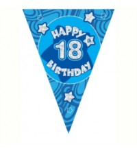 Blue Holographic 18th Birthday Flag Banner